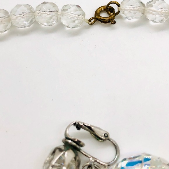 Vintage Deco Crystal Beas Necklace & AB crystal Earrings - Picture 10 of 11